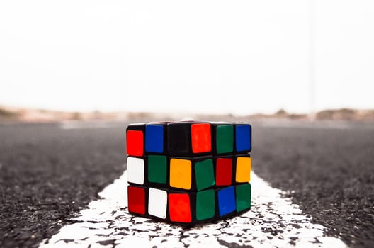 Rubik cube on the road photo