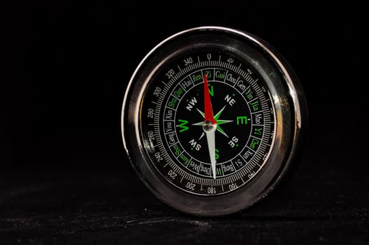 Compass on black background photo