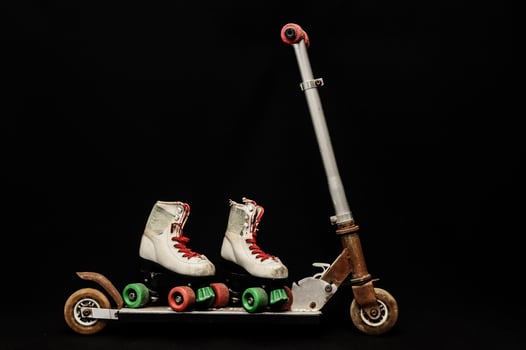 Roller skates on a scooter photo