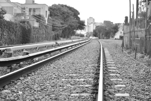 railroad track in Buenos Aires, monochrome photo