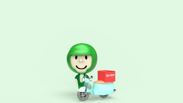 The driver and bike for delivery or transport concept 3d rendering photo