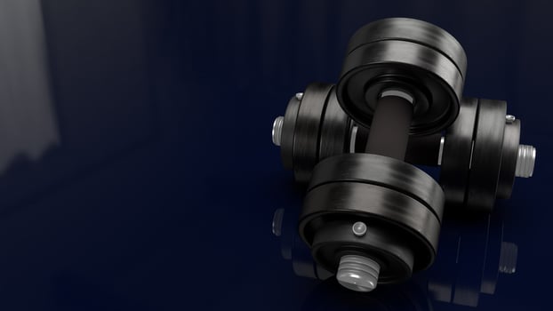 dumbbell on black  background 3d rendering for sport content. photo