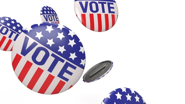 American vote badges on white background for social content 3d rendering photo