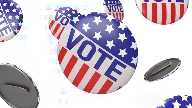 American vote badges on white background for social content 3d rendering photo