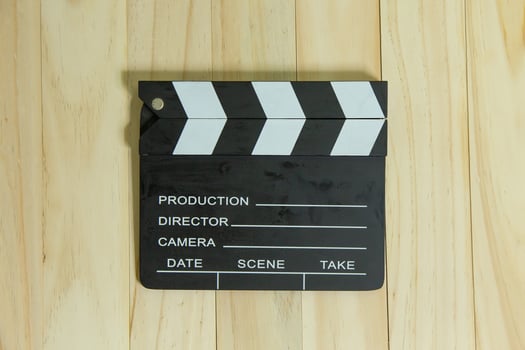 movie slate on wood for movie content. photo