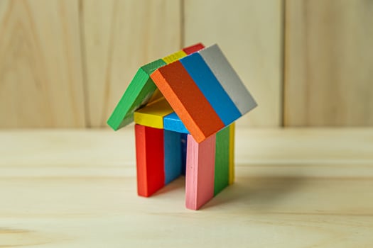 home toy on wood for property content. photo
