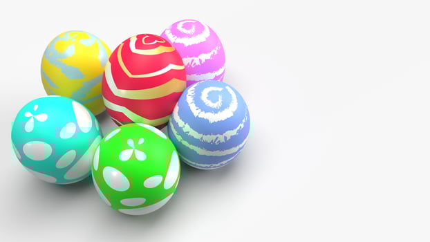 Easter eggs on white background 3d rendering for holiday content. photo