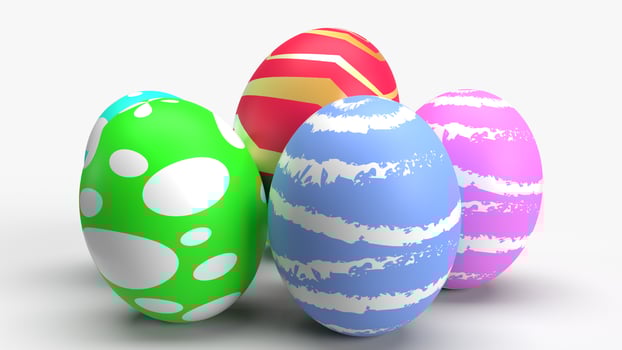Easter eggs on white background 3d rendering for holiday content. photo