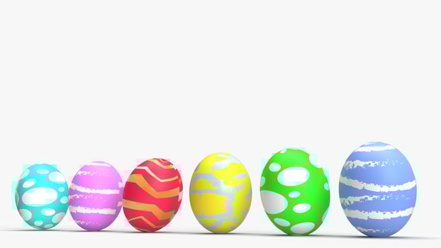 Easter eggs on white background 3d rendering for holiday content. photo