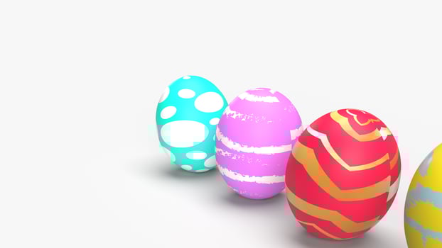 Easter eggs on white background 3d rendering for holiday content. photo