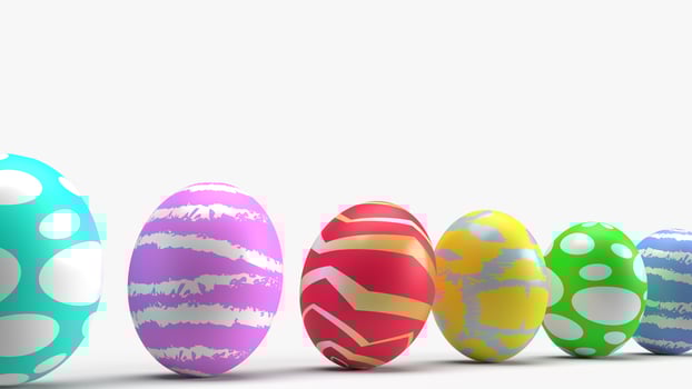 Easter eggs on white background 3d rendering for holiday content. photo