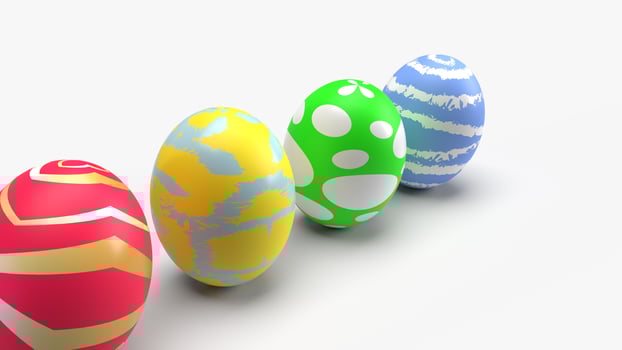 Easter eggs on white background 3d rendering for holiday content. photo