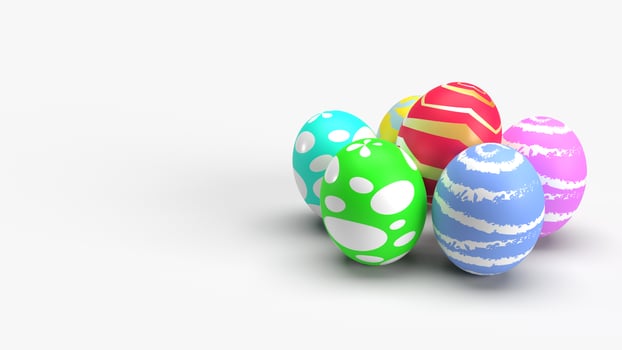 Easter eggs on white background 3d rendering for holiday content. photo