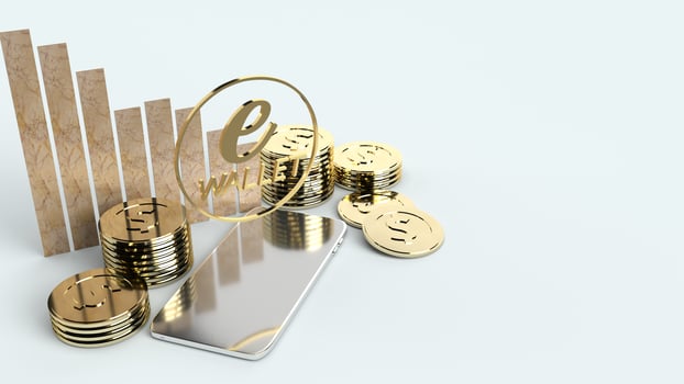 The mobile symbol e wallet  and gold coins 3d rendering for e business concept. photo