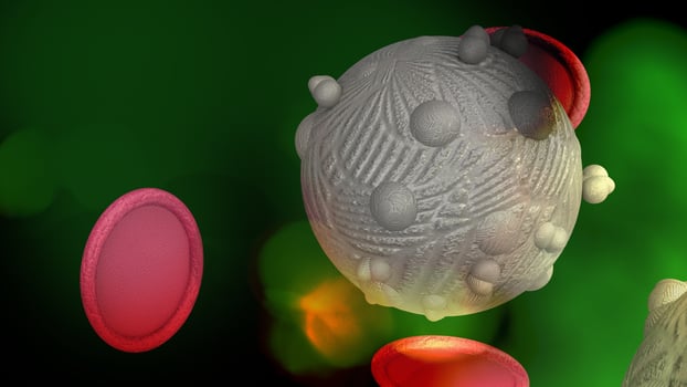 The virus in green dark tone 3d rendering for  medicine  and  healthcare content. photo