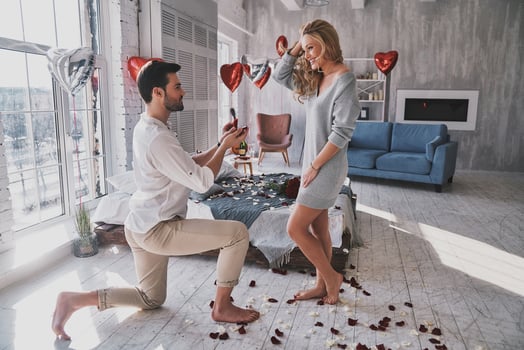 Couple celebrating Valentines day photo