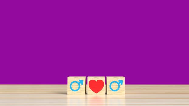 The gender on wooden cube with symbol to love 3d rendering  for valentine day. photo