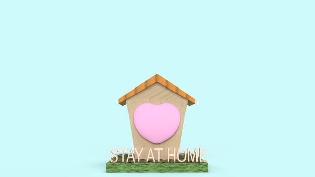 home wood toy and text  stay at home 3d rendering for  quarantine content. photo