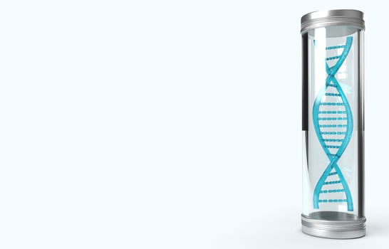 blue Dna in glass tube 3d rendering for science content. photo