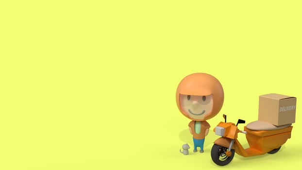 man and  bike delivery 3d rendering for  transport  content. photo