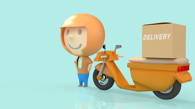 man and  bike delivery 3d rendering for  transport  content. photo
