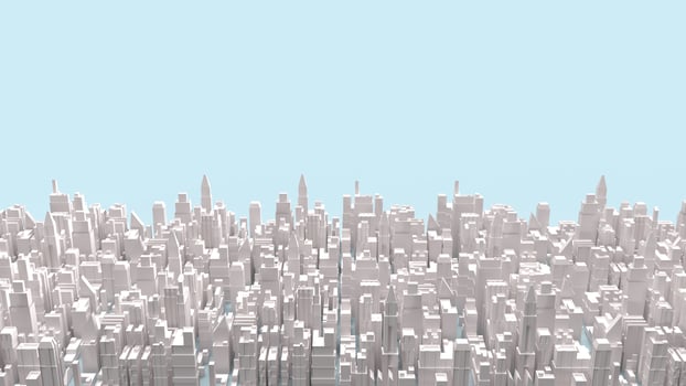 white city building on blue background for business content 3d rendering. photo