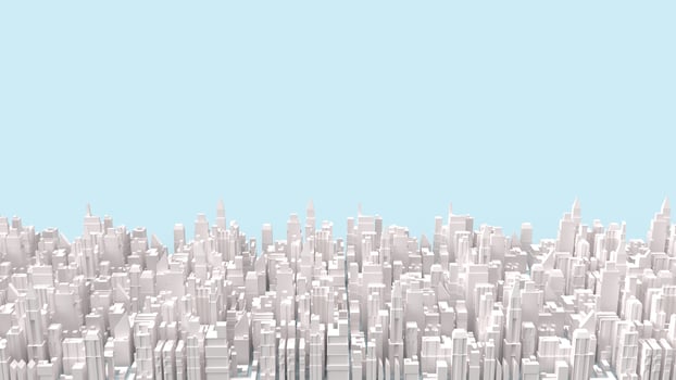white city building on blue background for business content 3d rendering. photo