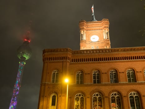 the city of Berlin at night photo