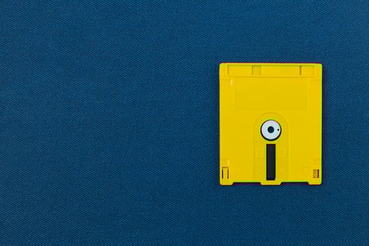 diskette for disk system vintage technology image top view. photo