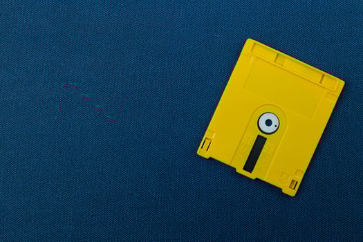 diskette for disk system vintage technology image top view. photo