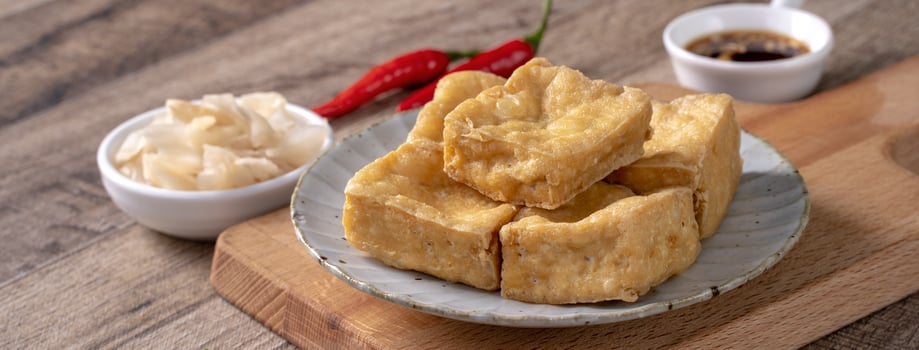 Deep fried stinky tofu with pickled cabbage street food in Taiwan. photo