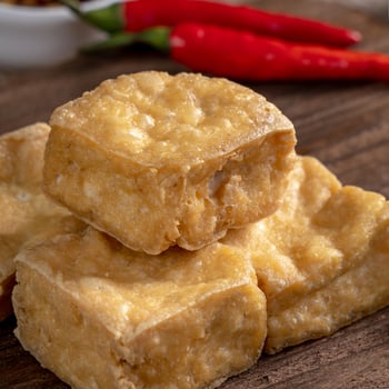 Deep fried stinky tofu with pickled cabbage street food in Taiwan. photo