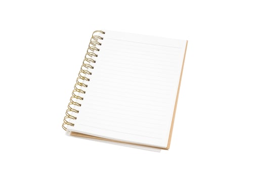 Recycled paper notebook front cover on white background photo