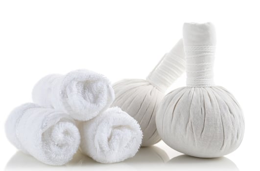 Spa herbal Compressing ball on white background photo