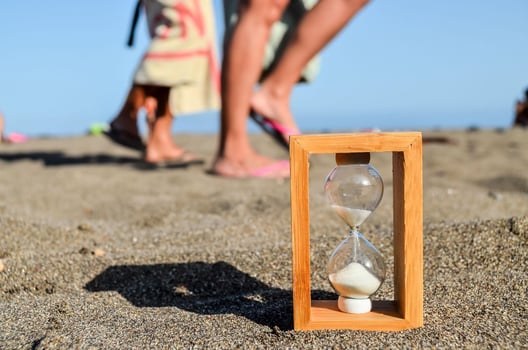 Hourglass on the sand beach photo