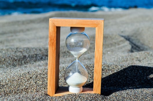 Hourglass on the sand beach photo