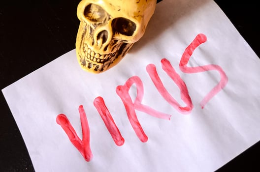 Virus written on paper photo