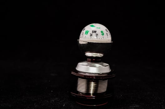 Compass on black background photo