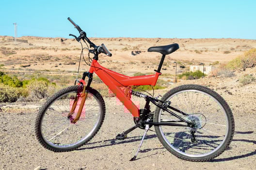 Red bike in the desert photo