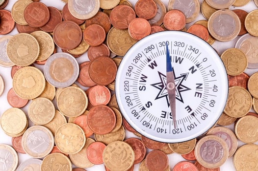 Compass on coins photo