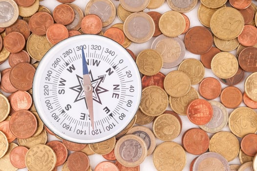 Compass on coins photo