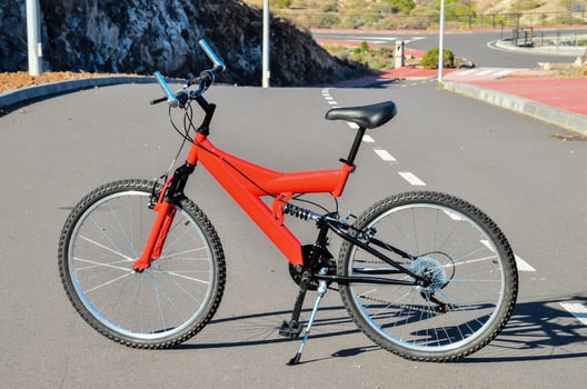 Red mountain bicycle photo