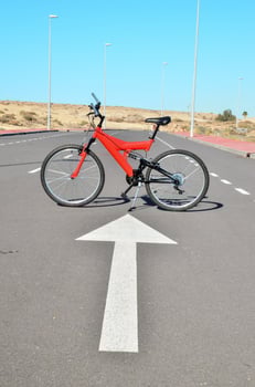 Red mountain bicycle photo