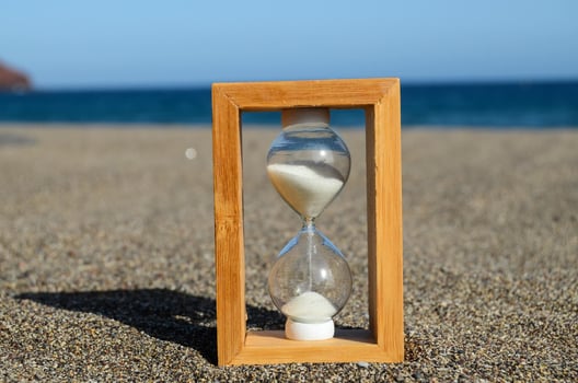 Hourglass in the sand photo
