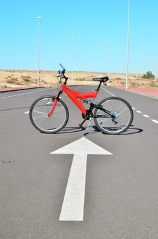 Red mountain bicycle photo