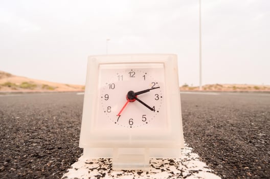 Clock on the road photo