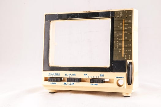 Old tv on white background photo