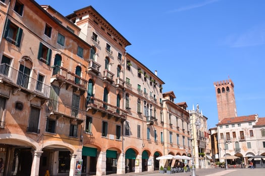 a city street with buildings photo