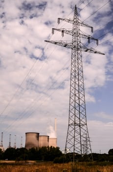 A field with electricity poles photo