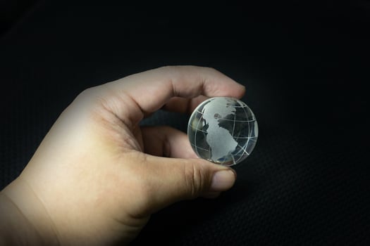 The glass ball planet earth and hand image. photo